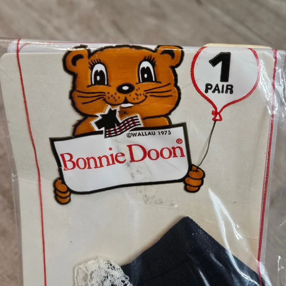 Bonnie Doon Ruffle Socks Infants XS Navy Blue Lace Vintage 1975 NEW Deadstock